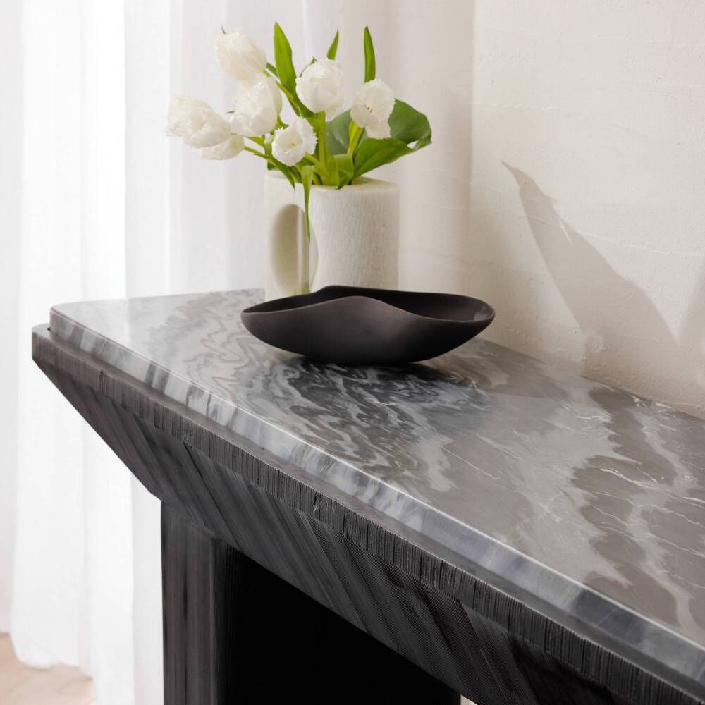 Elio 69.5 X 17.5 inch Galaxy Marble and Ebony Mango Wood Console