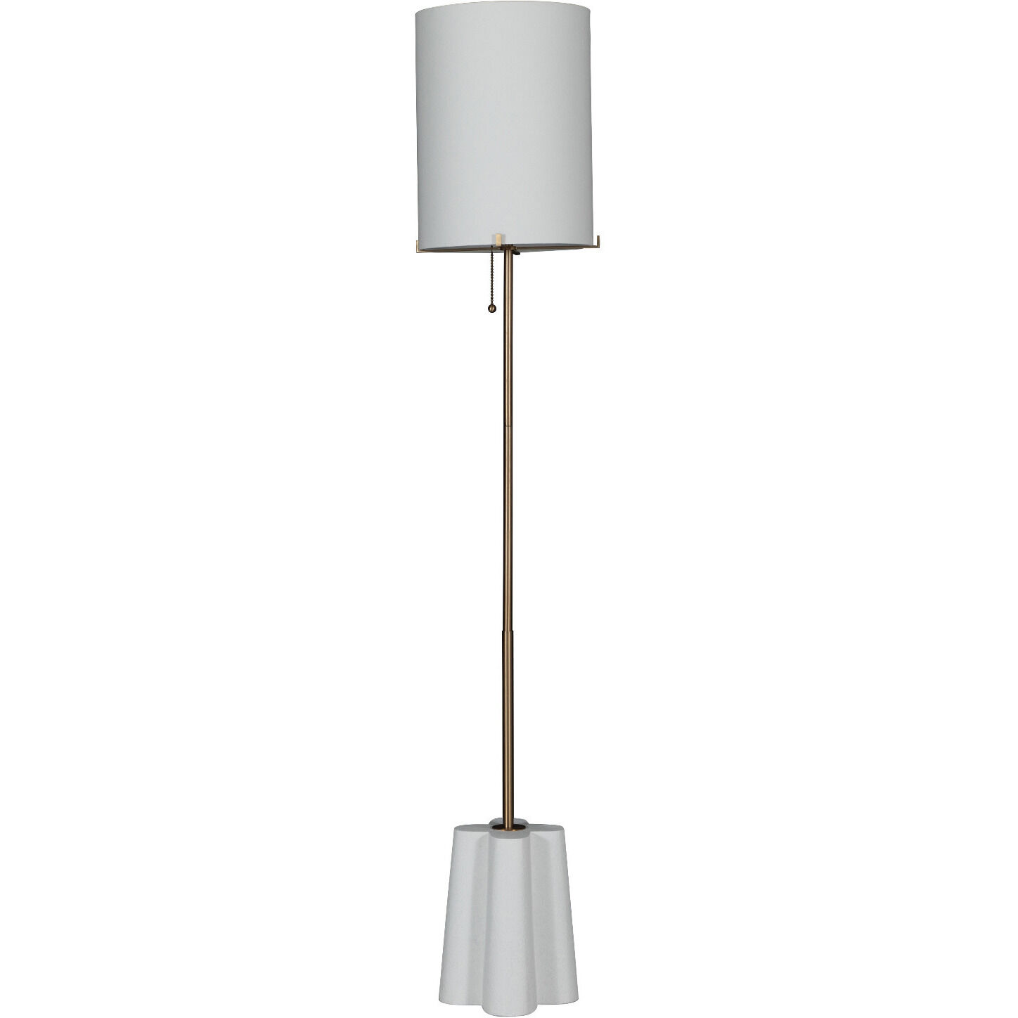 Florence 58 inch Brushed Brass / White Linen Table Lamp Portable Light