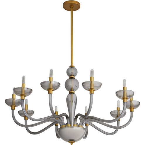 Gustavo 10 Light 36 inch Smoke and Antique Brass Chandelier Ceiling Light