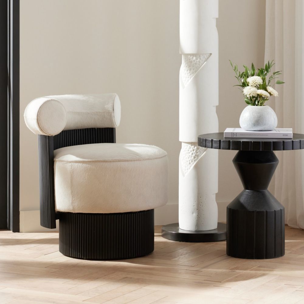 Erhart White Hair on Hide Chair