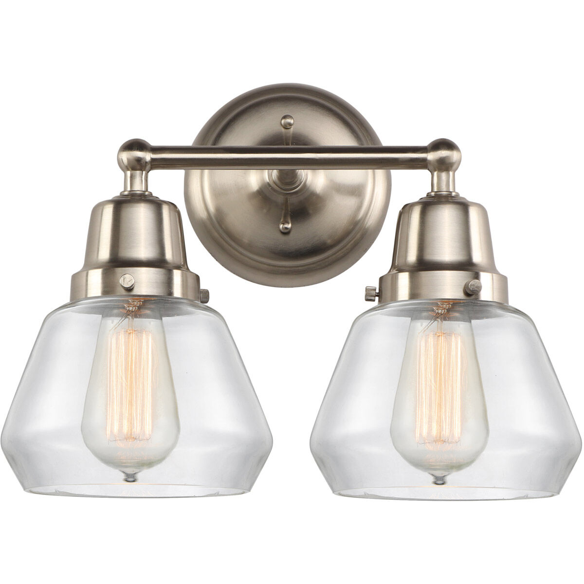 Aditi Fulton 2 Light 14.75 inch Brushed Satin Nickel Bath Vanity Light Wall Light, Aditi