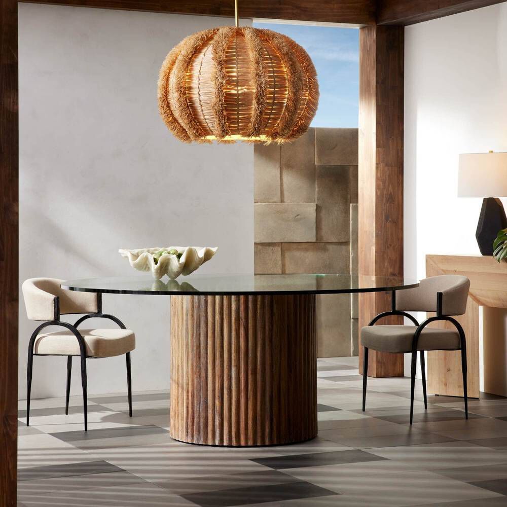 Johanna 1 Light 34 inch Natural and Antique Brass Pendant Ceiling Light