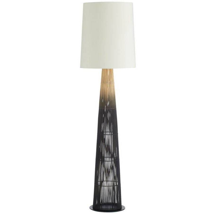 Florence 68 inch 60.00 watt Black and Natural Buri Midrib with Bronze Floor Lamp Portable Light