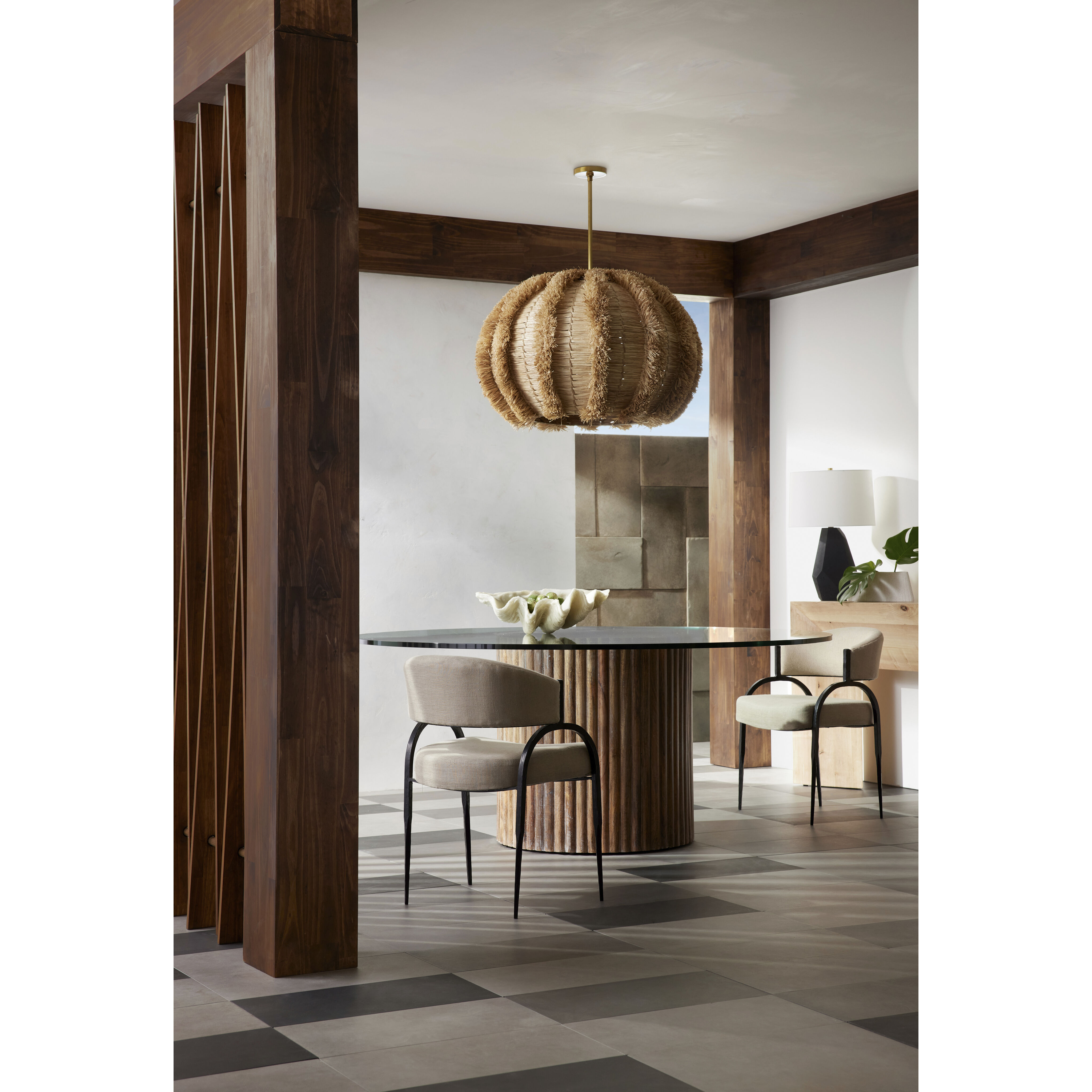 Johanna 1 Light 34 inch Natural and Antique Brass Pendant Ceiling Light