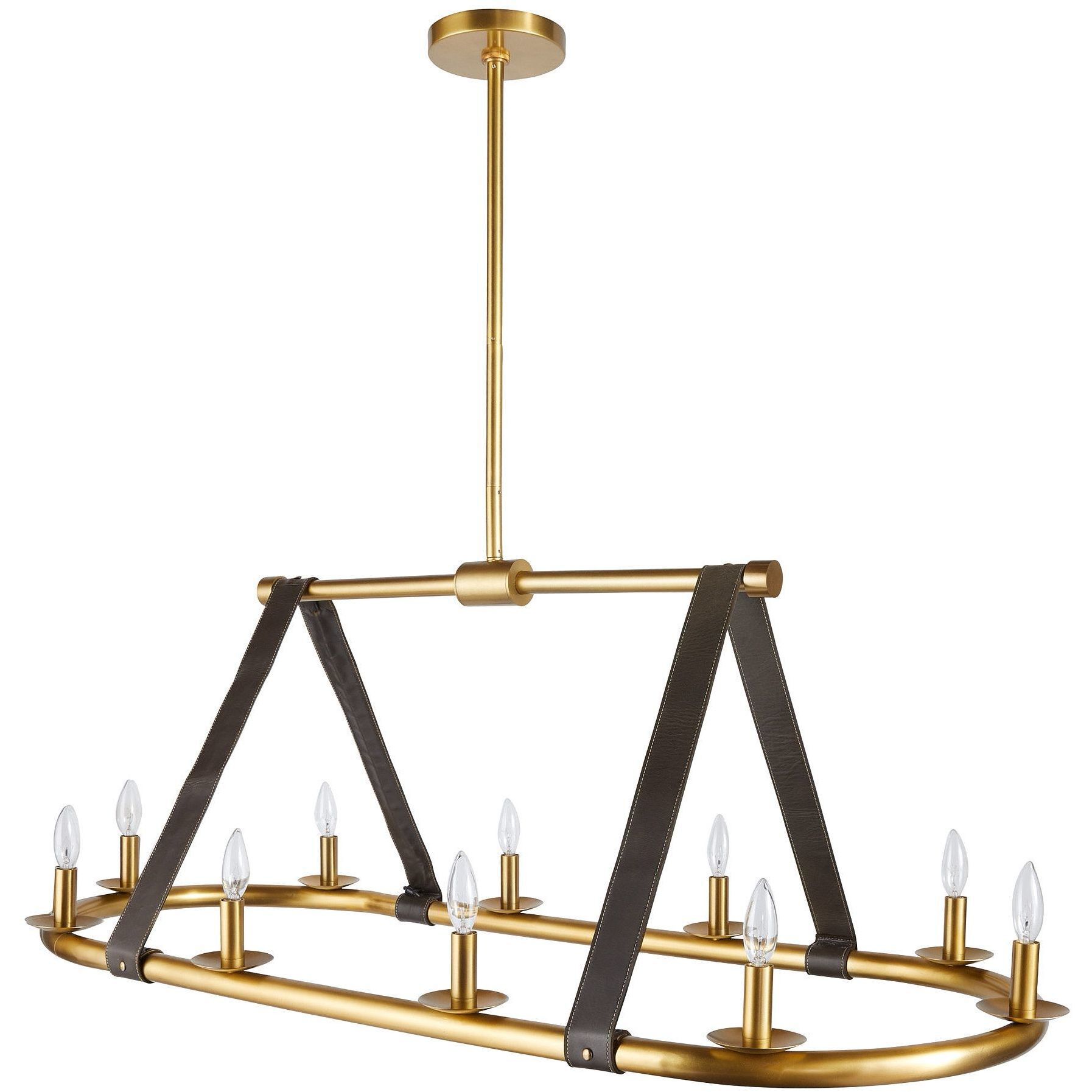 Englewood 10 Light 52 inch Antique Brass Linear Chandelier Ceiling Light