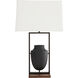 Foundry 150.00 watt Charcoal Ricestone and Bronze with Brown Wood Table Lamp Portable Light