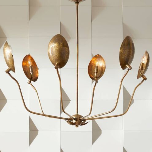 Flores 6 Light 46 inch Vintage Brass Chandelier Ceiling Light