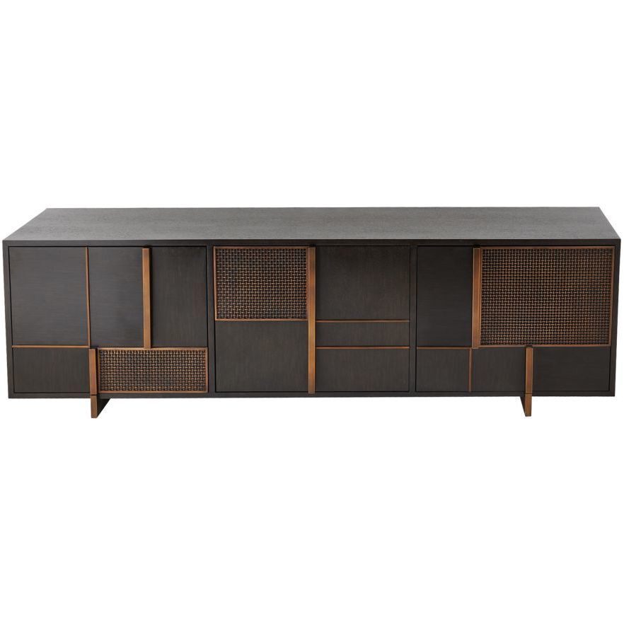Demi 74 X 20.5 inch Ebony and Antique Brass Credenza