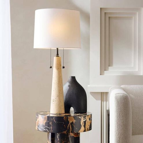Sidney 34 inch 60.00 watt Natural Travertine and Bronze Table Lamp Portable Light