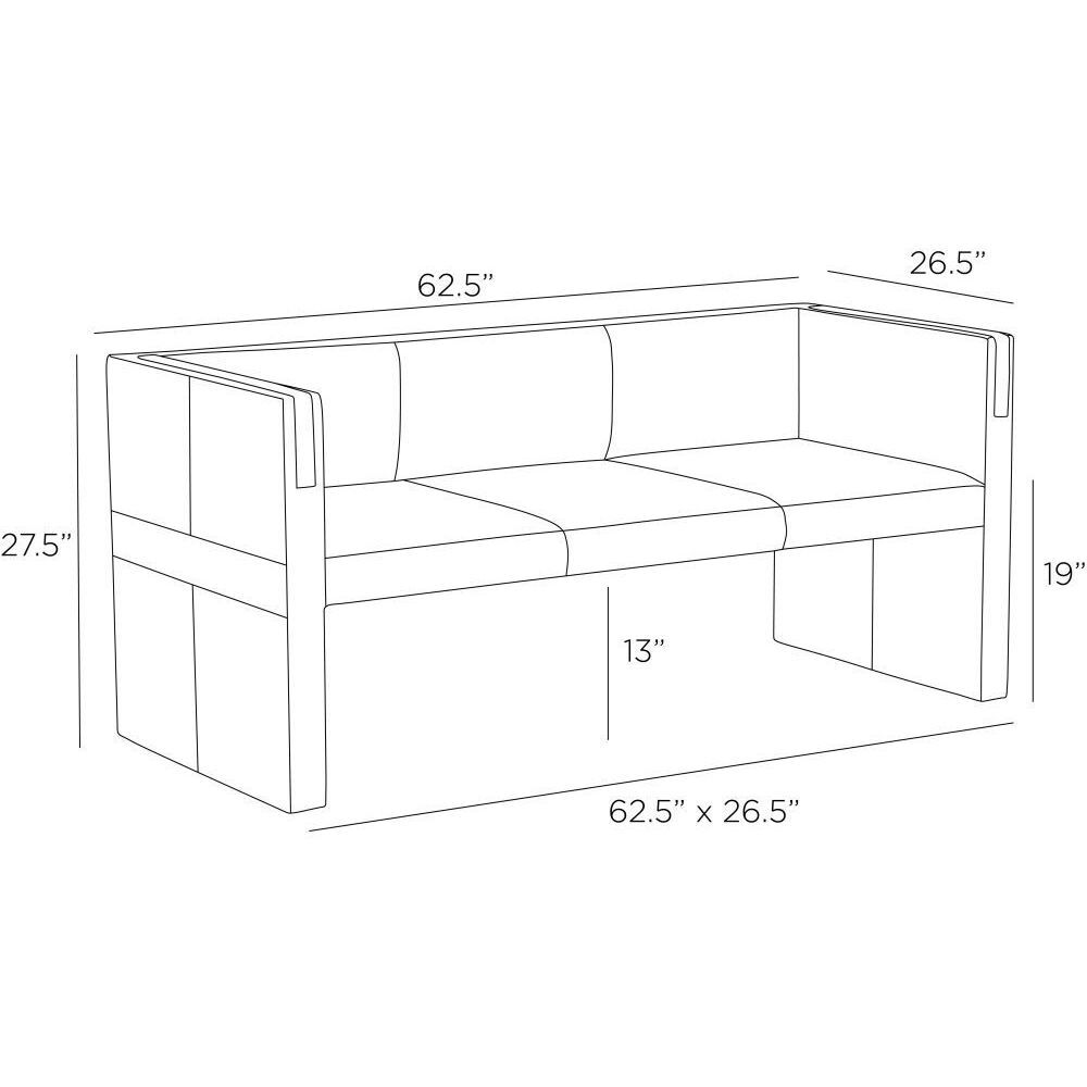 Donovan Slate Grey Suede and Antique Brass Settee
