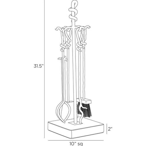 Denison Blackened Iron Fireplace Toolset