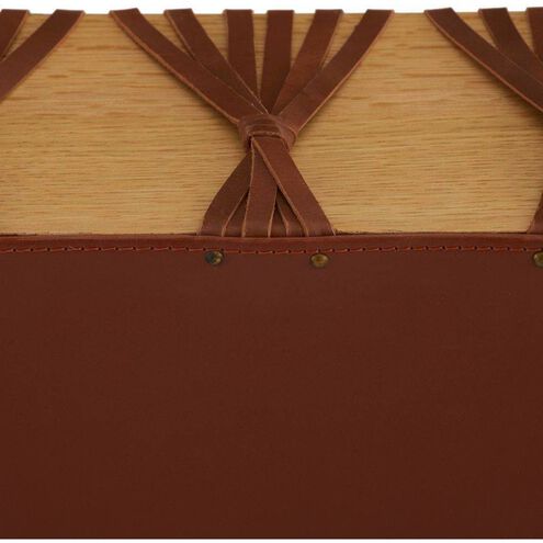 Hutchins Deep Russet Leather and Natural Oak with Antique Brass Bench