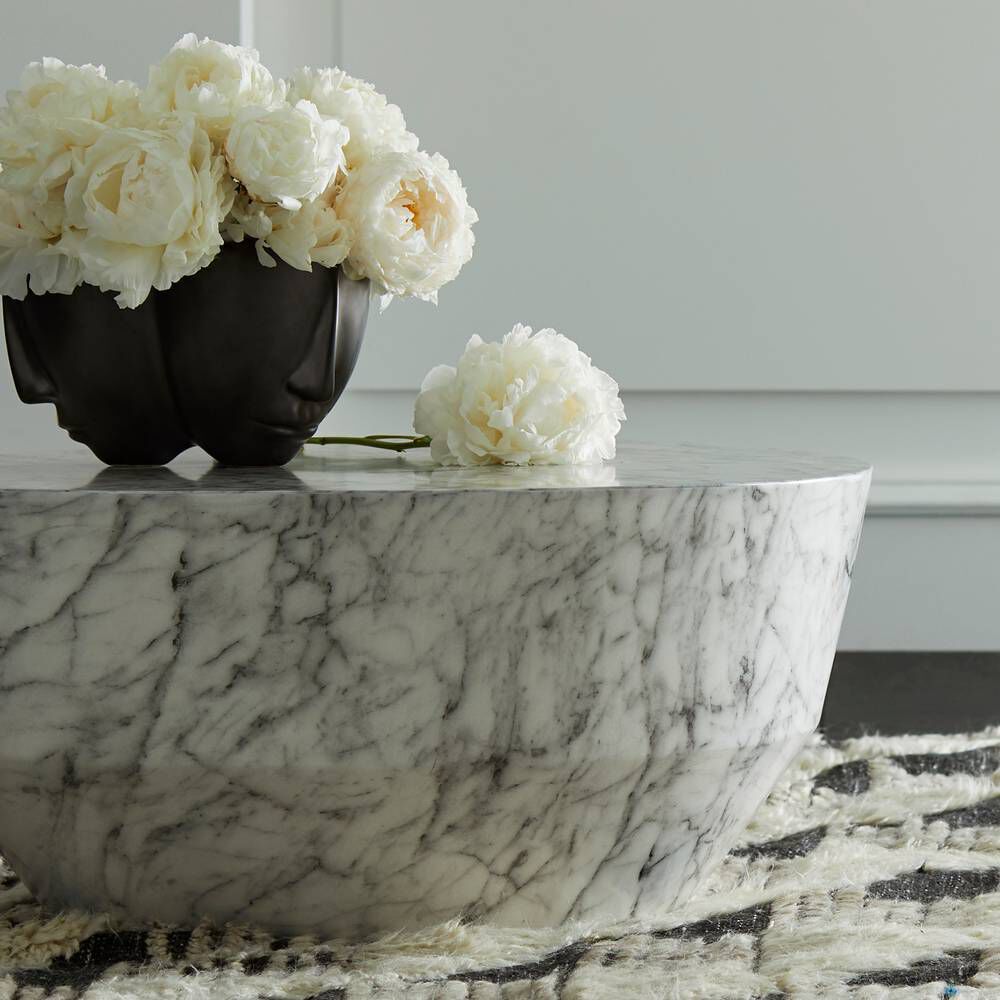 Godwin 32 inch White Faux Marble Coffee Table