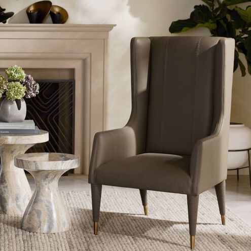 Hawthorne Dove Leather and Antique Brass Host Chair