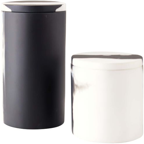 Hollie Black and White Containers, Oval, Set of 2