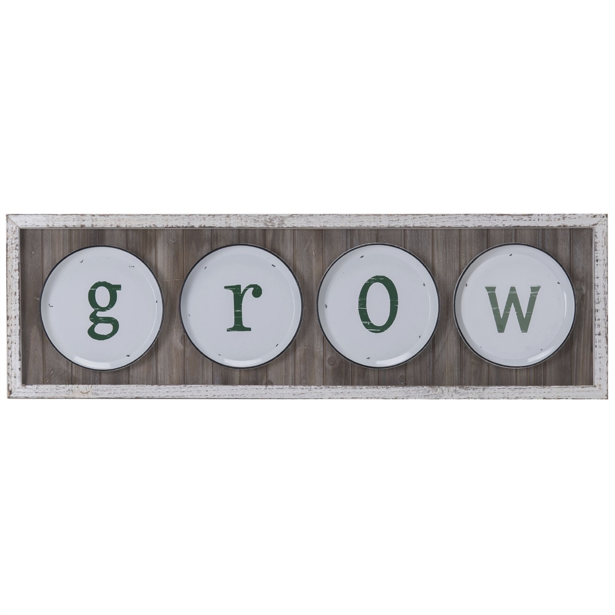 Anita White and Brown with Green Wall Decor