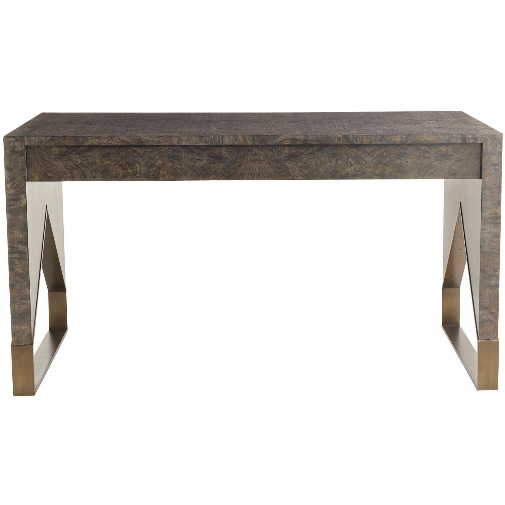 Jupiter 56 X 28 inch Truffle Burl and Antique Brass Desk