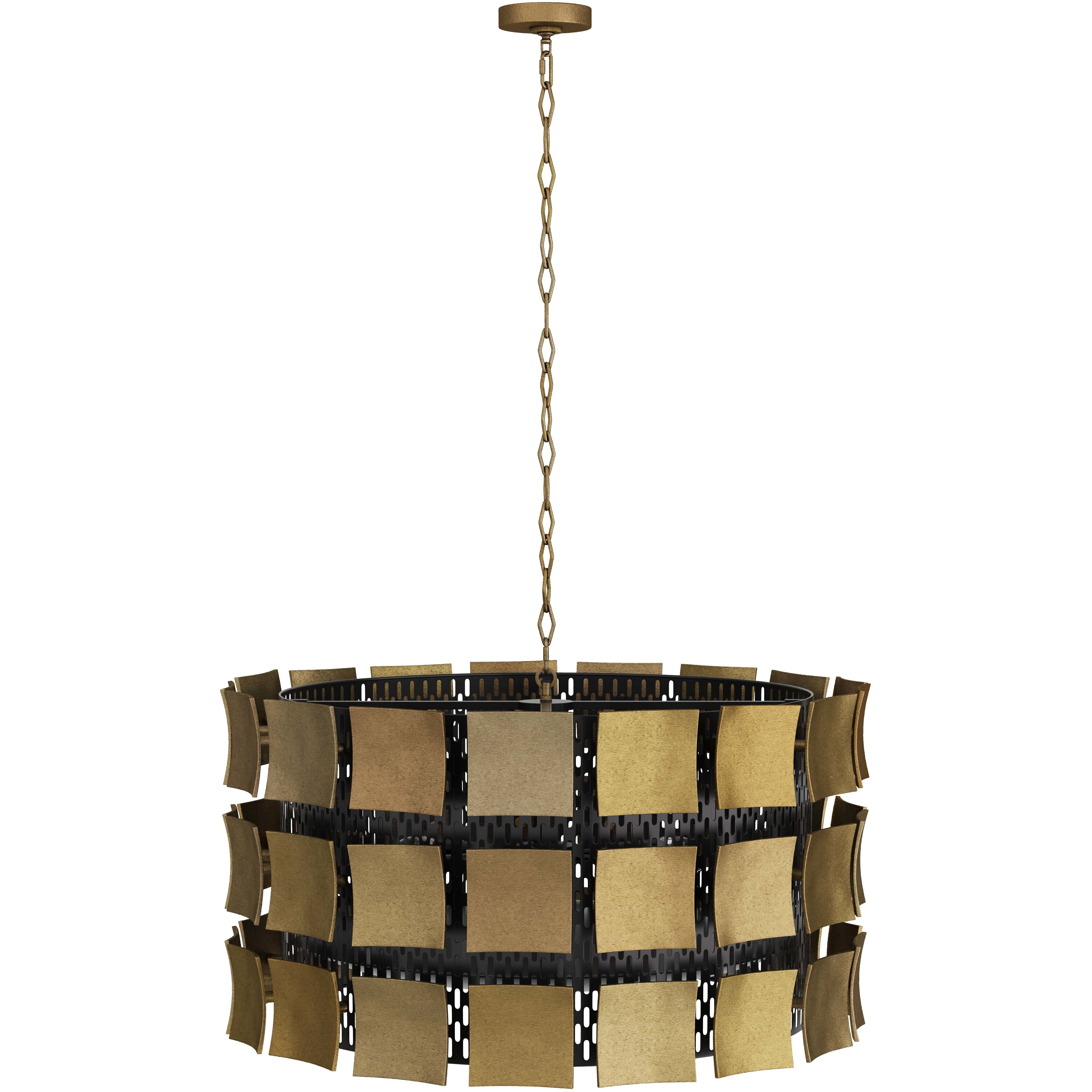 Wells 6 Light 35.5 inch Antique Brass Chandelier Ceiling Light