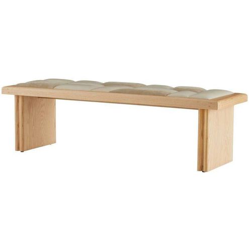 Fairfield Greige Leather and Taupe Suede with Blonde Wood Bench