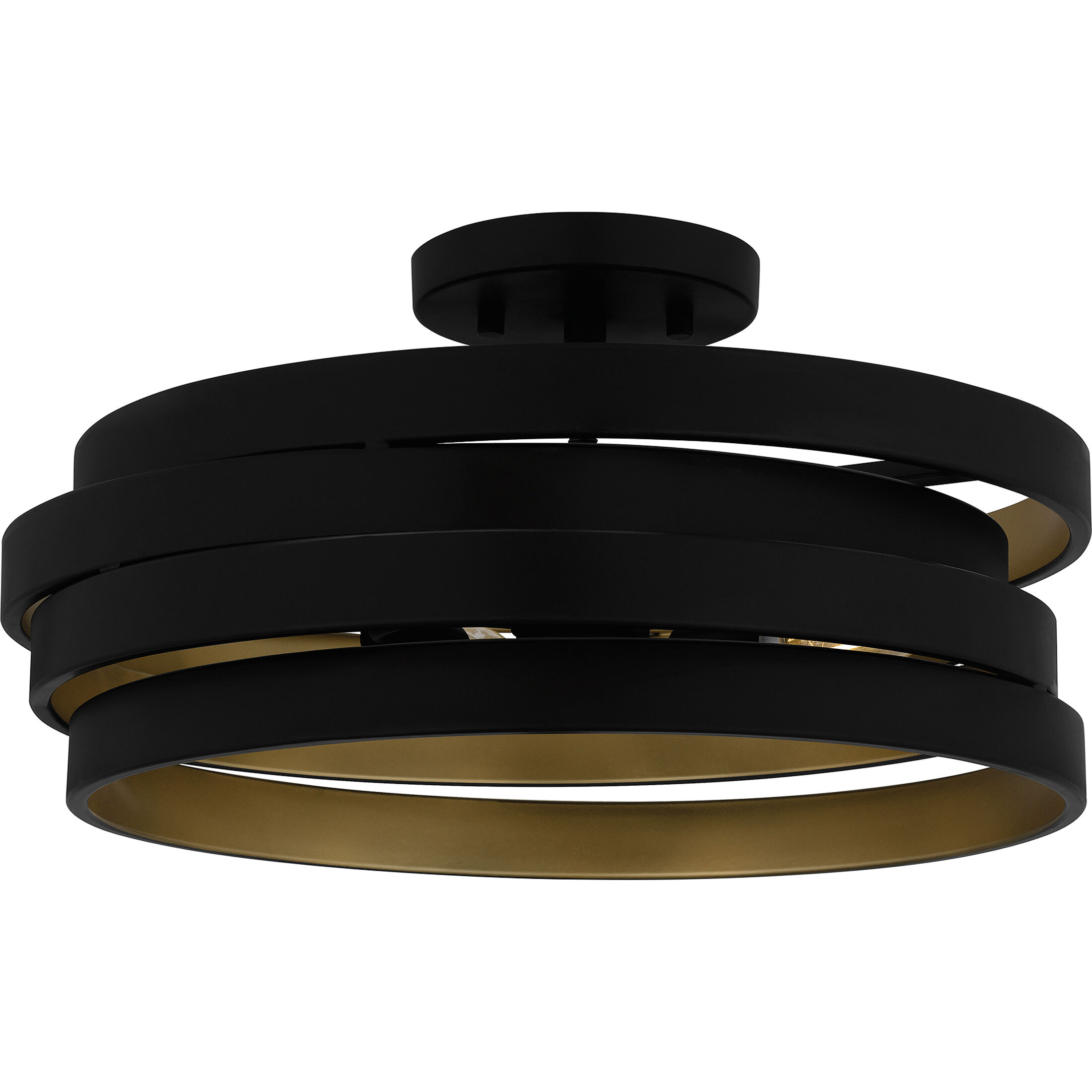 Berner 3 Light 16 inch Matte Black Semi-Flush Mount Ceiling Light, Medium