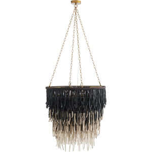 Lizzy 5 Light 30 inch Black and White and Gray with Antique Brass Chandelier Ceiling Light
