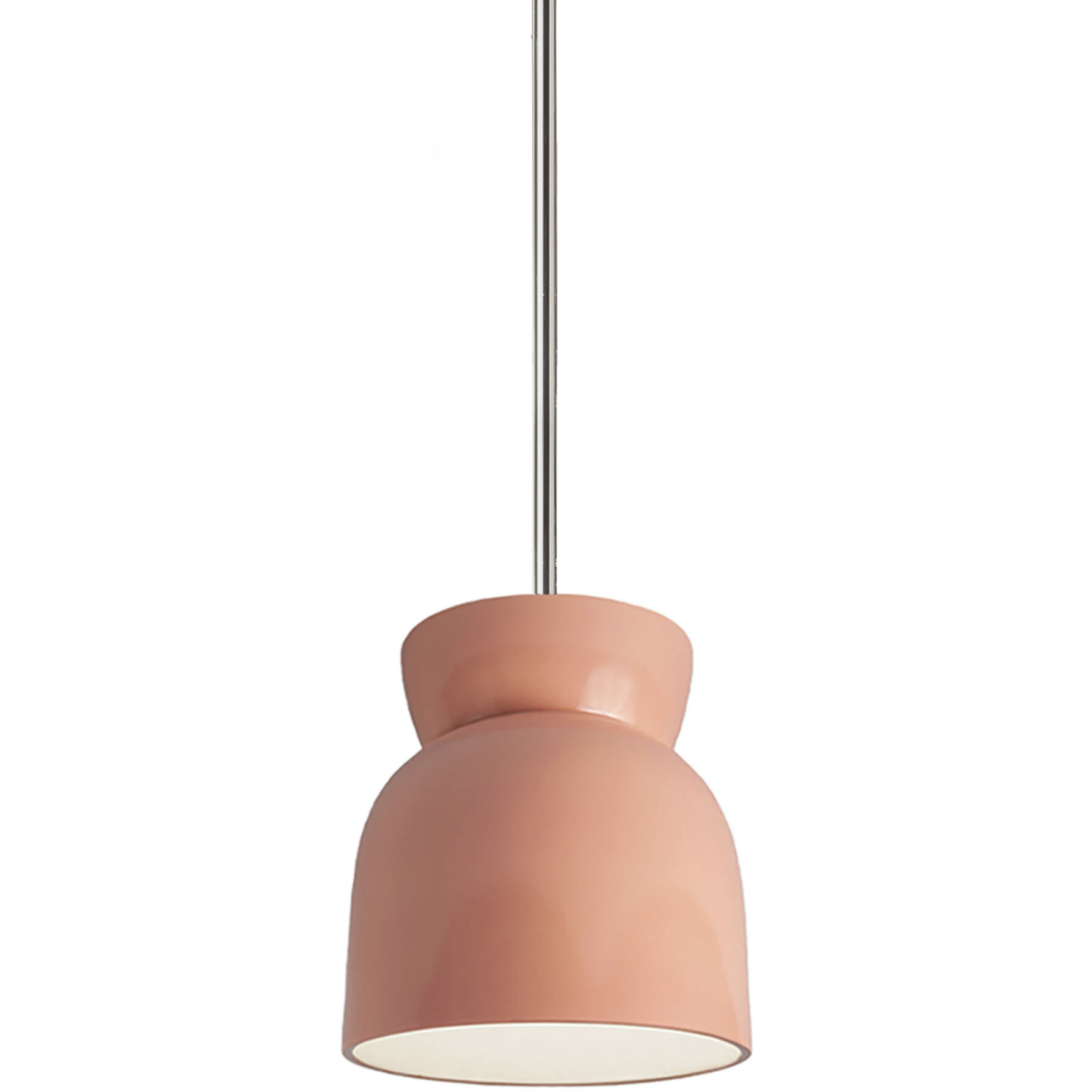 Radiance Collection 1 Light 8 inch Gloss Blush with Polished Chrome Pendant Ceiling Light
