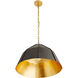 Ireland 1 Light 24 inch Graphite and Gold Leaf Pendant Ceiling Light