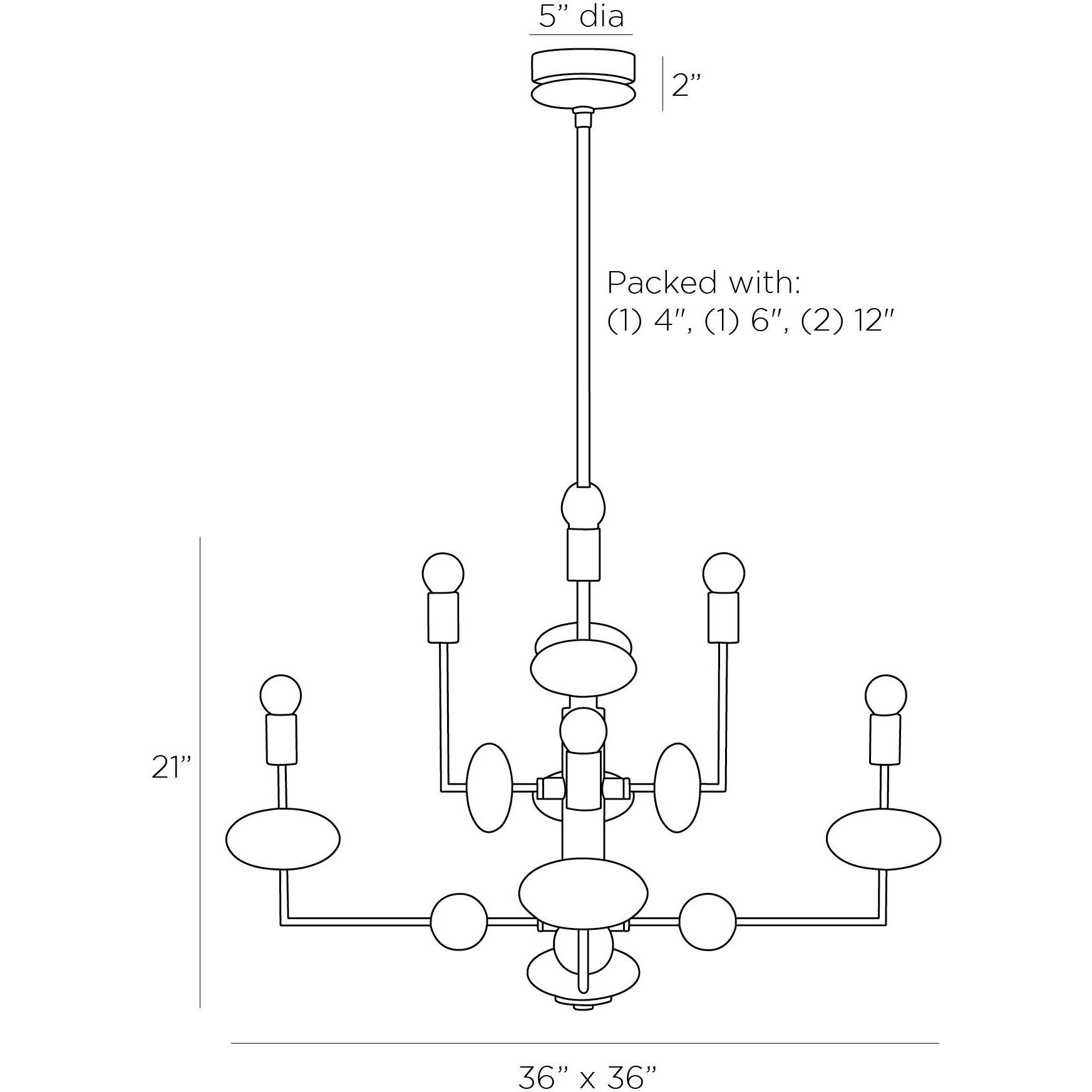 Vista 8 Light 36 inch Antique Brass Chandelier Ceiling Light