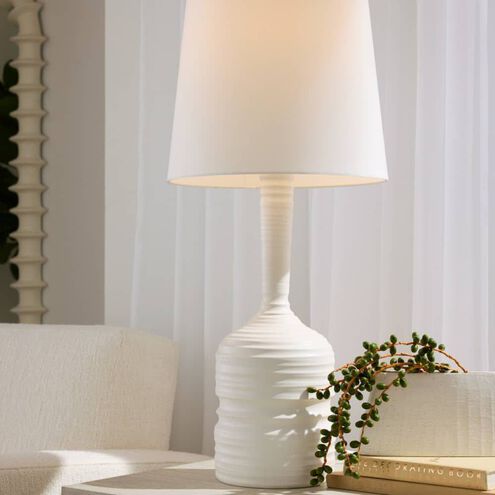 Fontana 32 inch 150.00 watt White and Antique Brass Lamp Portable Light