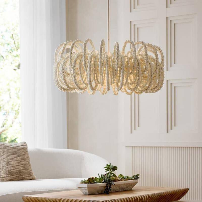 Keely 6 Light 36 inch White Chandelier Ceiling Light