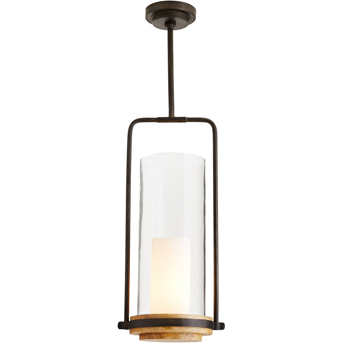 Sumter 1 Light 10.5 inch Black and Bronze with Natural Wood Candle Pendant Ceiling Light, Beth Webb