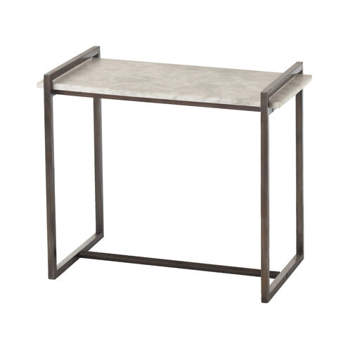 Hollis 26 X 22 inch Dark Natural Iron and White Side Table