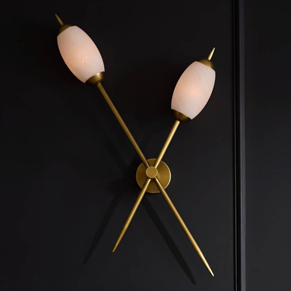 Natalia 2 Light Antique Brass Sconce Wall Light