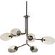 Falcon 6 Light 41 inch English Bronze and Cognac Leather Chandelier Ceiling Light