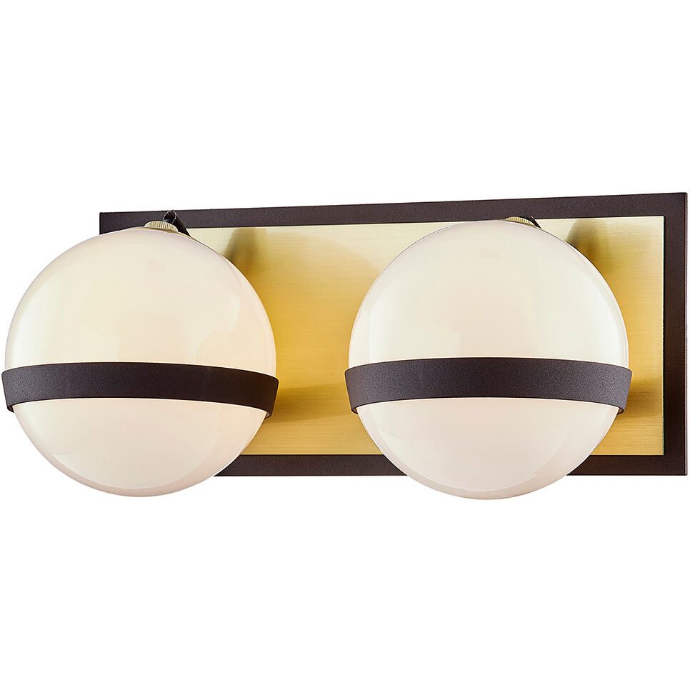 Ace 2 Light 12.5 inch Textured Bronze/Brushed Brass Bath Vanity Wall Light