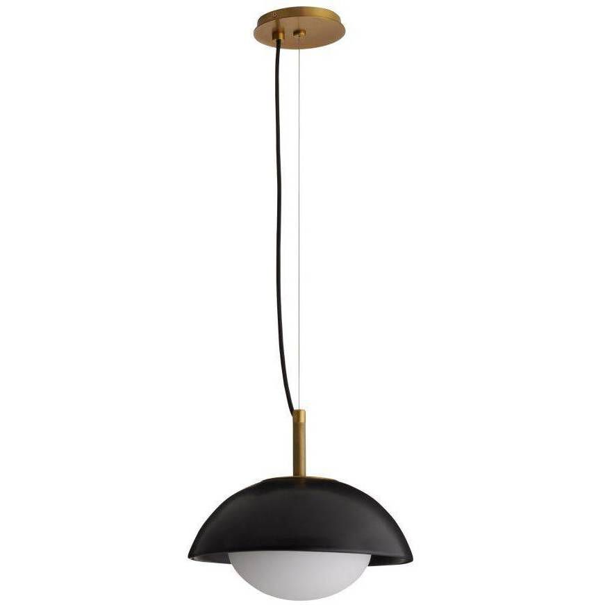 Glaze 1 Light 12 inch Antique Brass, Matte Black Ceramic Pendant Ceiling Light