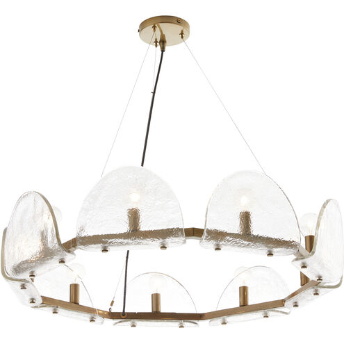 Mendez 9 Light 29 inch Smoke Luster and Antique Brass Chandelier Ceiling Light