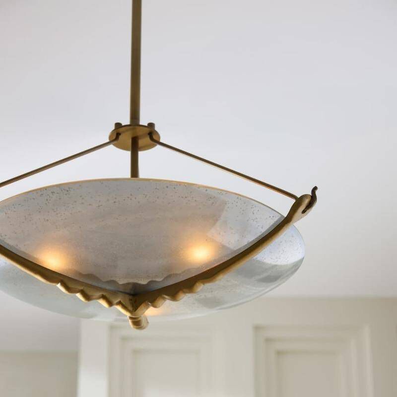 Karlsen 3 Light 23 inch Antique Brass Semi-Flush Mount Ceiling Light