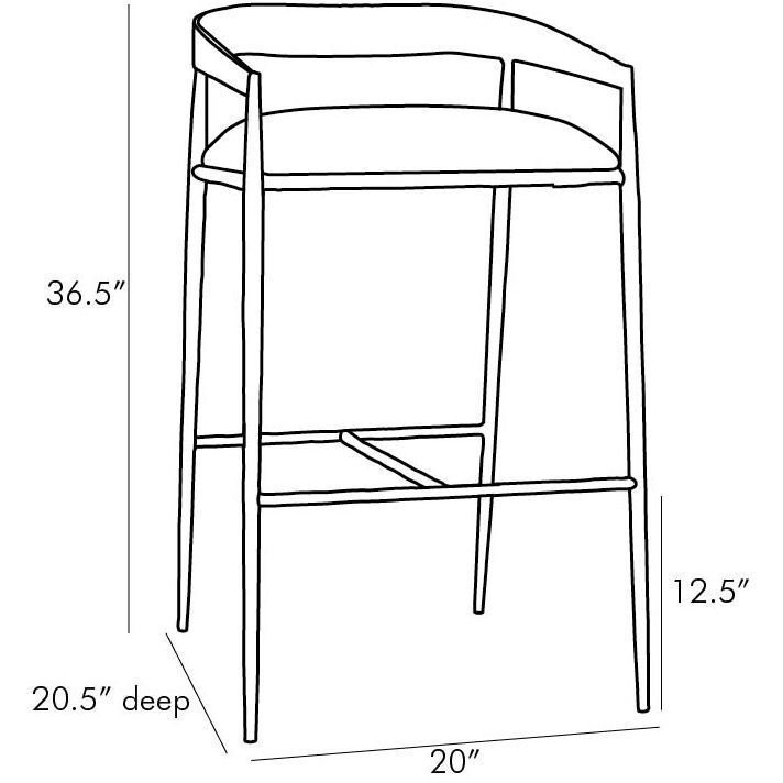 Ansel 36.5 inch Sterling Bar Stool