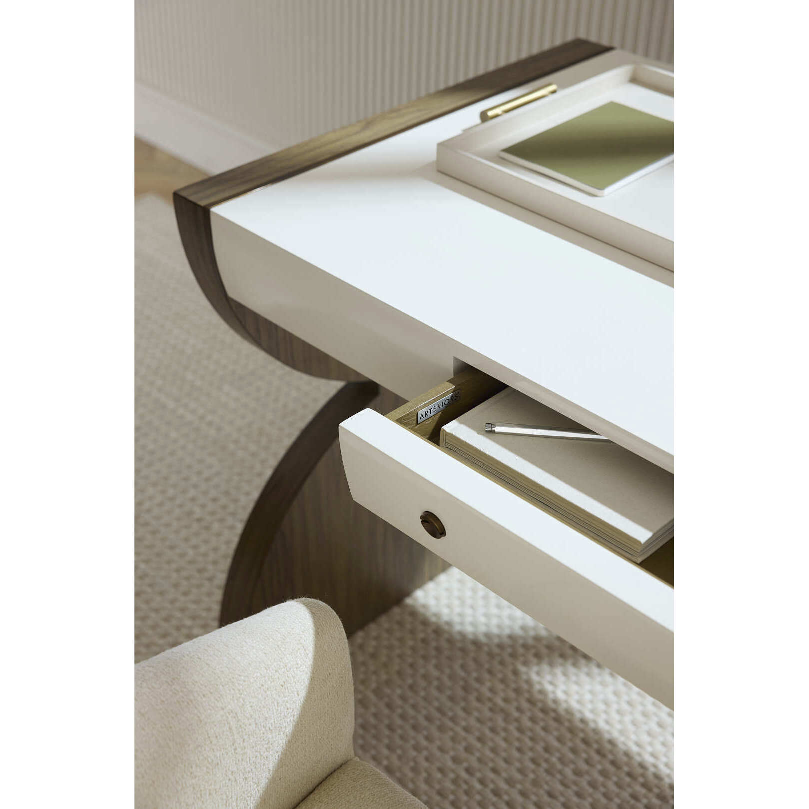 Myra 60 inch Opal and Vintage Brass Desk