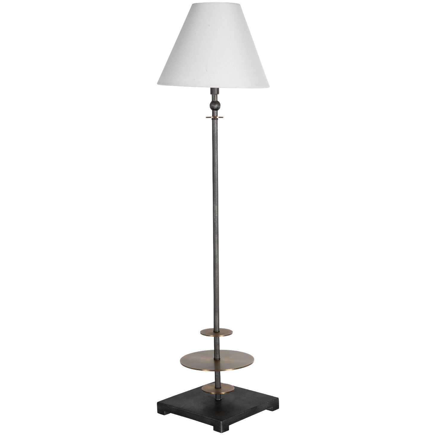 Vivek 36.5 inch Gun Metal / Matte Antique Brass / Feather White Linen Table Lamp Portable Light