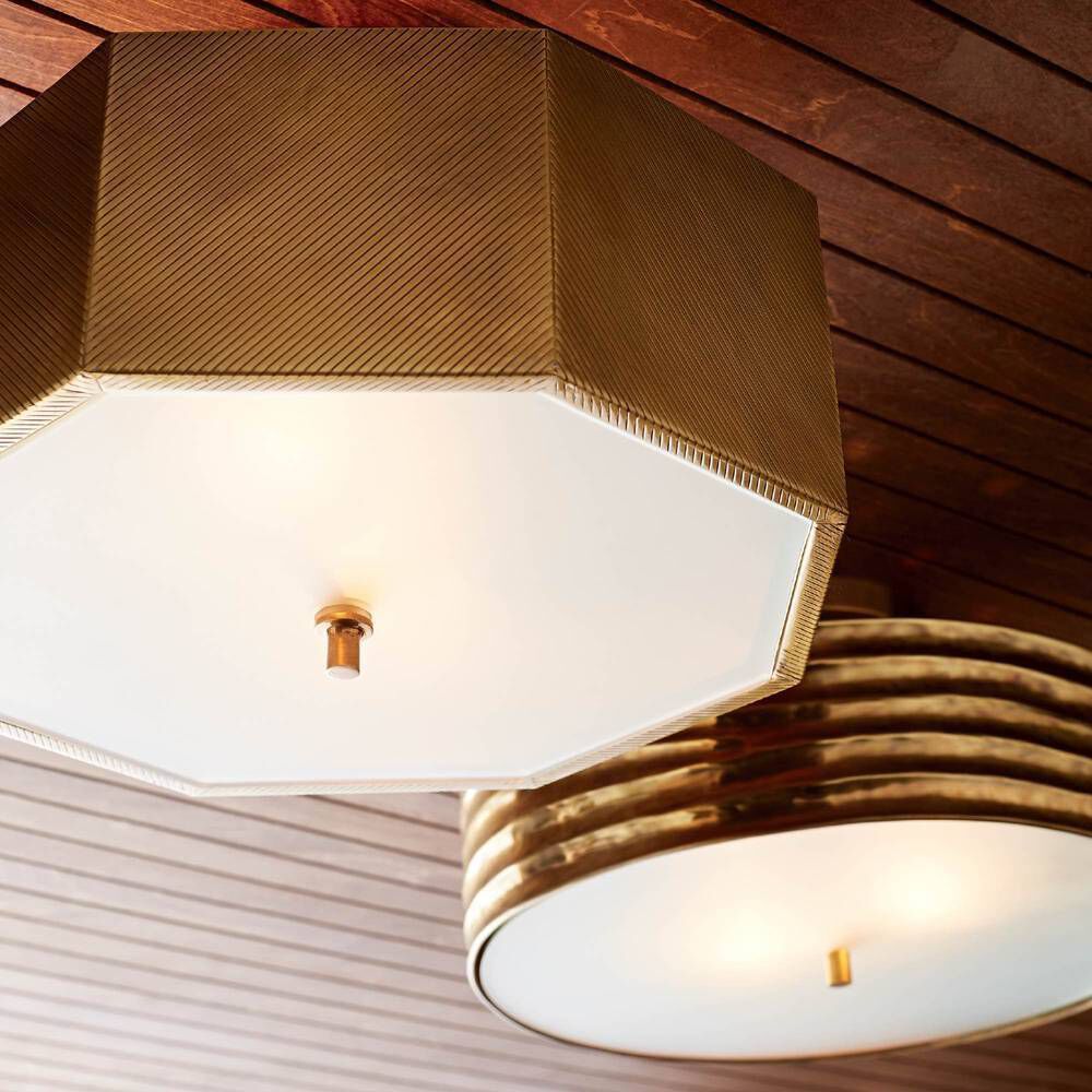 Anna 2 Light 18 inch Antique Brass Semi-Flush Mount Ceiling Light