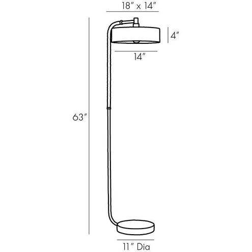 Aaron 63 inch 100 watt Heritage Brass Floor Lamp Portable Light