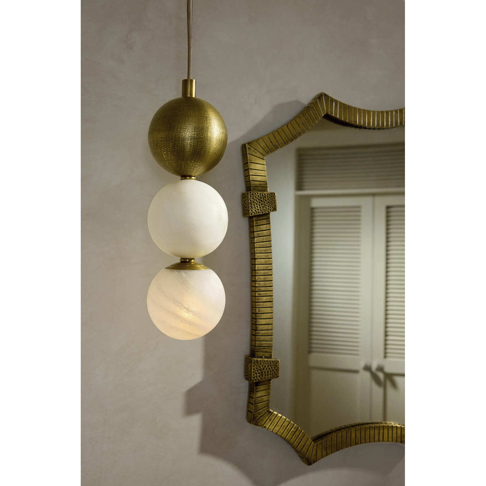 Melody 1 Light 5.5 inch White with Antique Brass Pendant Ceiling Light