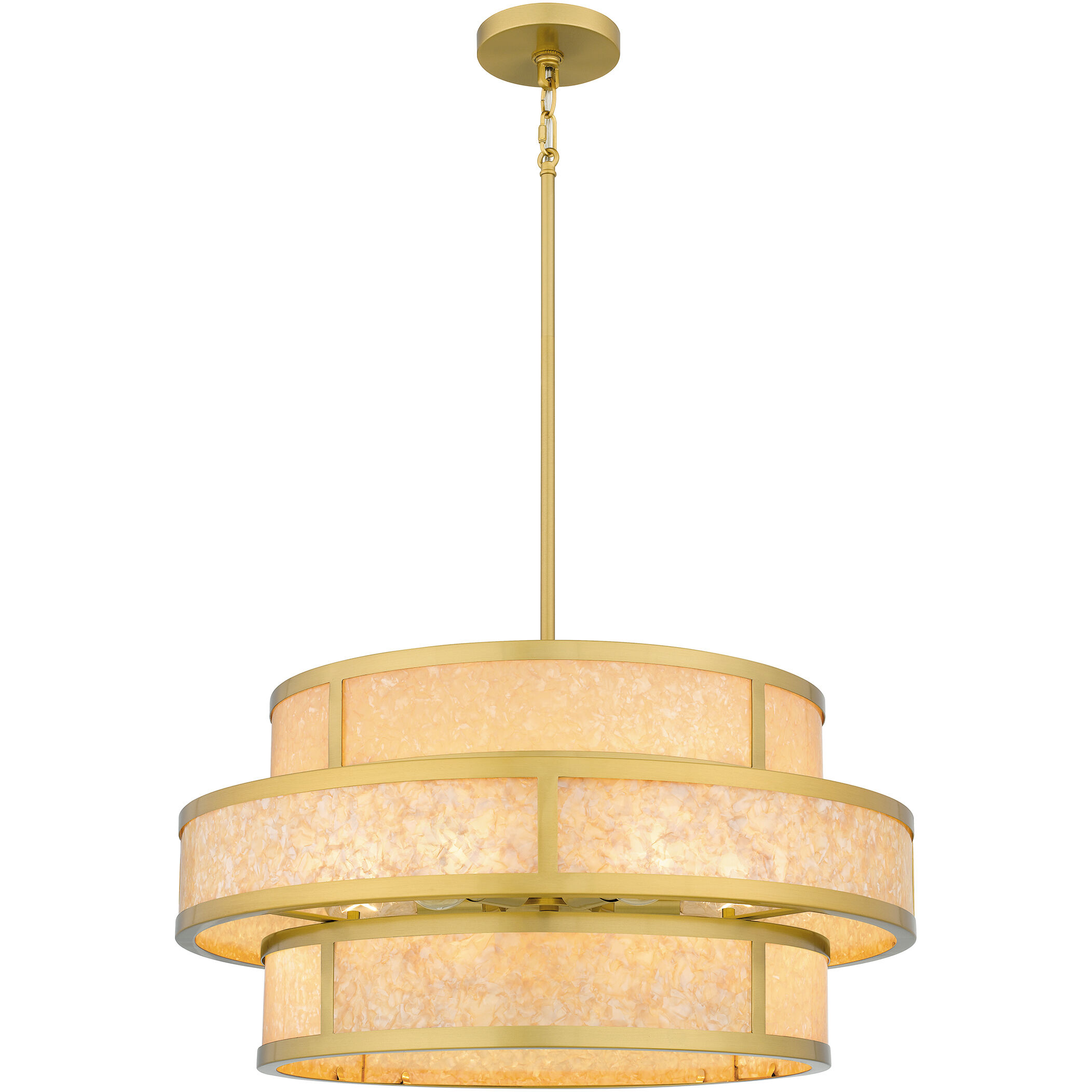 Stoneland 6 Light 24 inch Brushed Gold Pendant Ceiling Light