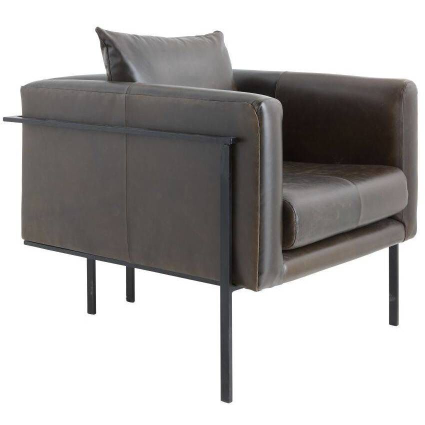 Giroud Ore Leather and Blackened Iron Lounge Chair