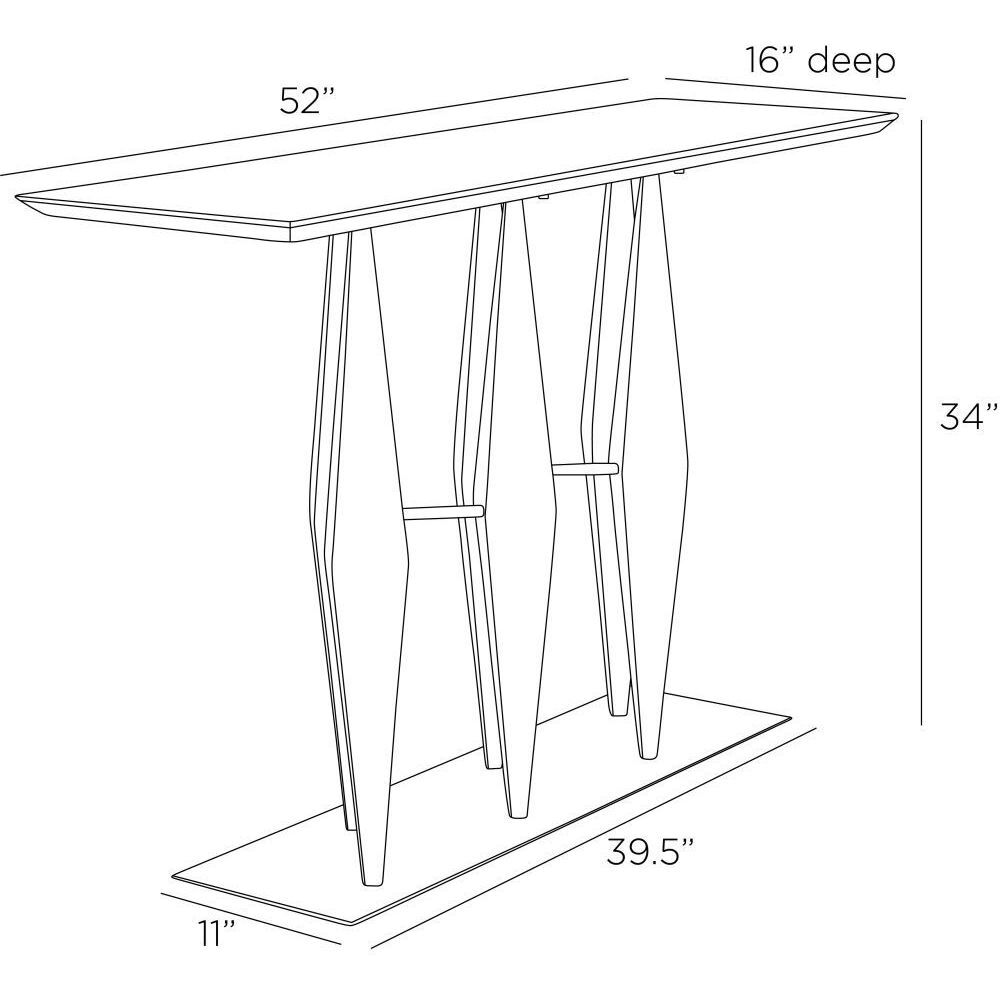 Dagmar 52 X 16 inch Matte Black Marble and Antique Gold Console