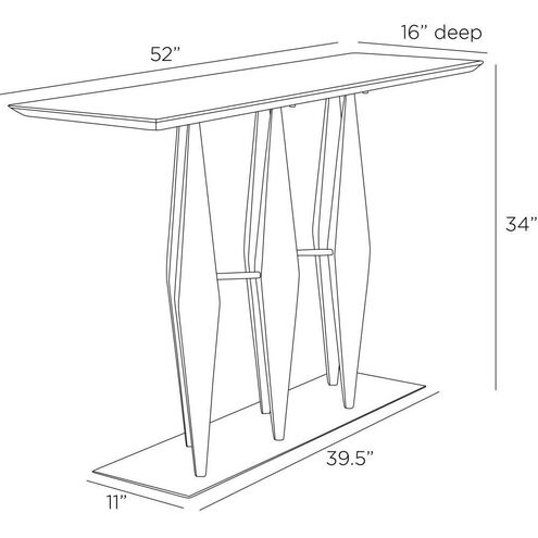 Dagmar 52 X 16 inch Matte Black Marble and Antique Gold Console