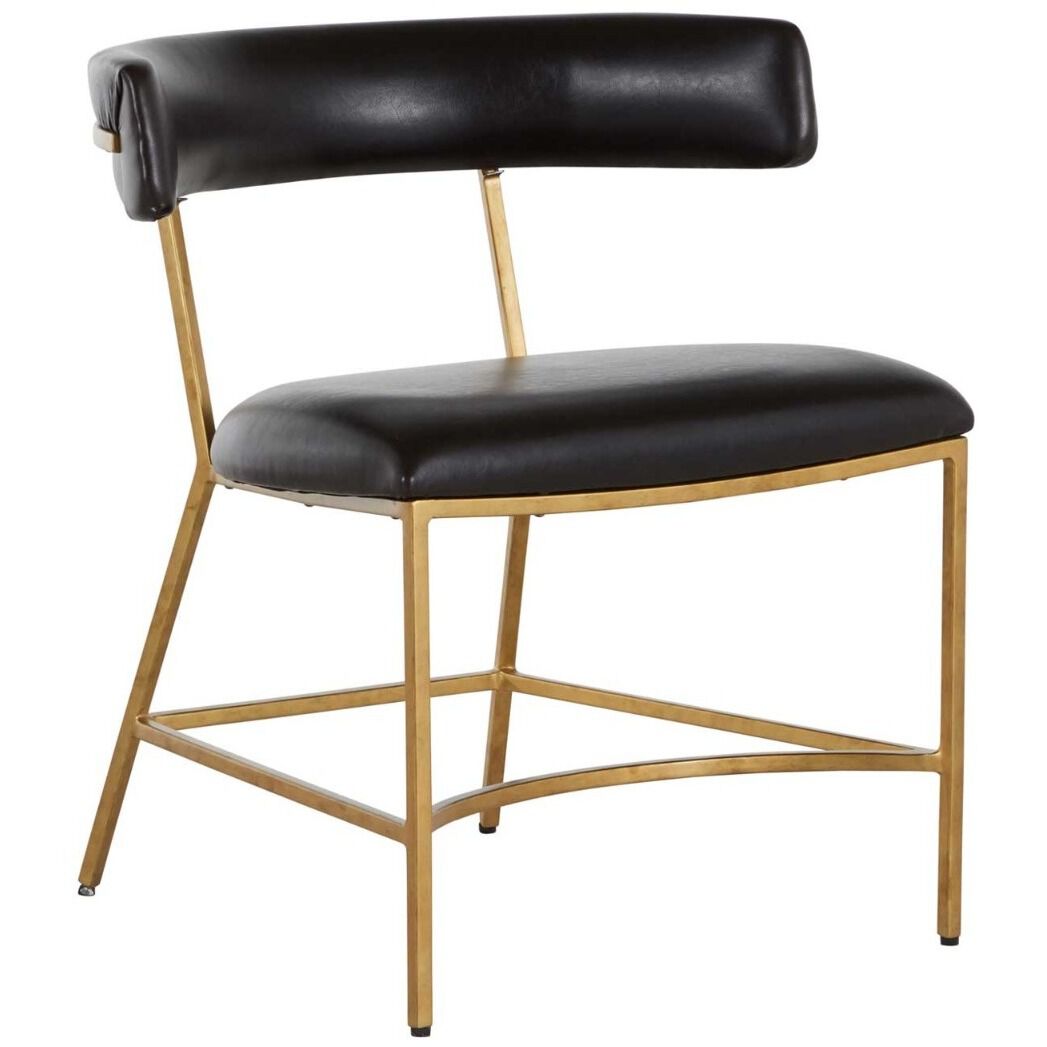 Matthew Dark Brown Leather / Antique Gold Dining Chair