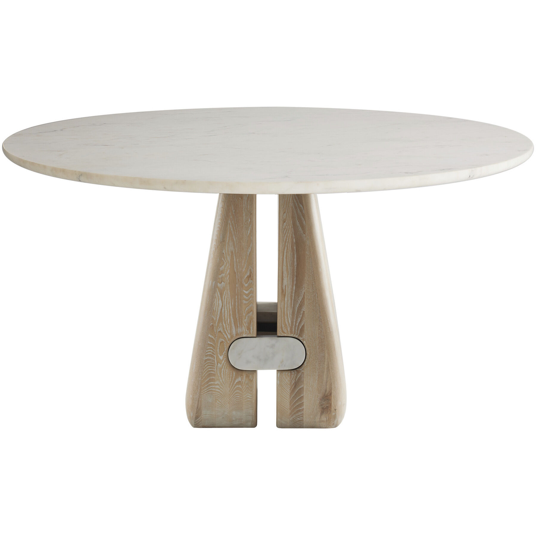 Melt 55 inch White Marble and Cerused Natural Dining Table, Large